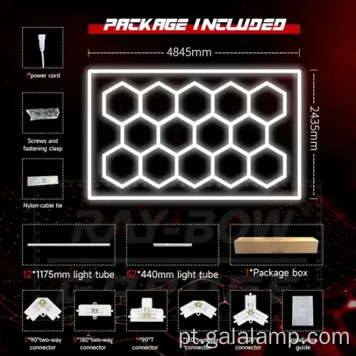 Sistema de grade de iluminação de garagem LED hexagonal